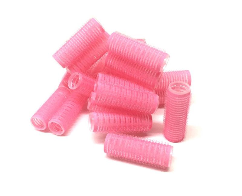 Photo 1 of Kamay's Small Size Hair Rollers Curlers Self Grip Holding, For Hairdressing, Design Gripping Sticky Cling Style For DIY Or Salon (25mm/1" 12PCS) Random Color Nylon 25mm/1" 12PCS Pink