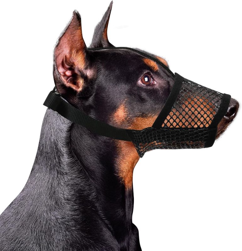 Photo 1 of 2 pack Soft Mesh Dog Muzzle for Small Medium Large Dogs, Durable Mesh Breathable Dog Mouth Guard Cover with Adjustable Straps & Buckle, No Bite Muzzle for Dogs, Allow Panting Drinking - SIZE XXL