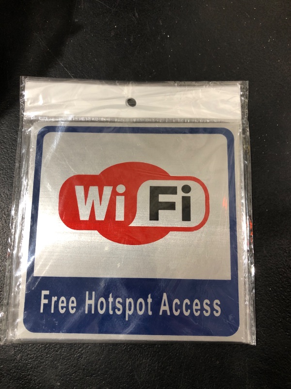 Photo 2 of Juvale 4-Pack Free WiFi Signs Stickers Label Wall Signs Decal Aluminum 5.5 x 5.5 In