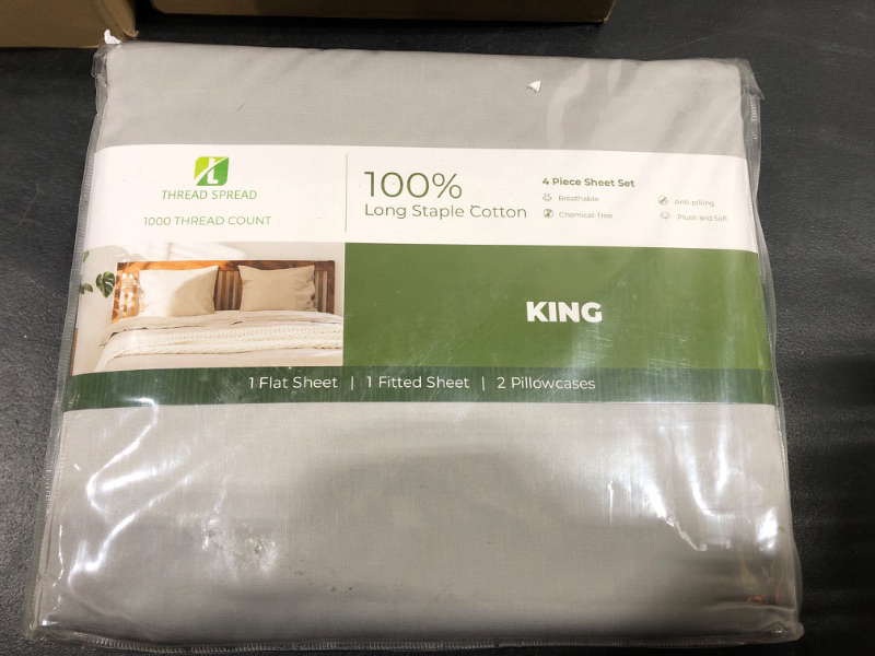 Photo 2 of [Size King] Pure Egyptian King Size Cotton Bed Sheets Set
