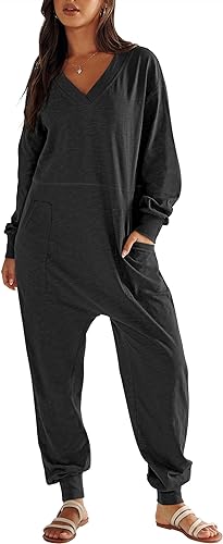 Photo 1 of [Size L] ANRABESS Women's Casual Loose Jumpsuits Long Sleeve V Neck Oversized Rompers Baggy Overalls Lounge Pajamas Onesie Jumper