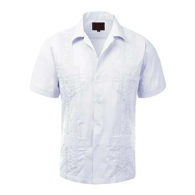 Photo 1 of [Size M] Men's Cuban Beach Wedding Short Sleeve Button-up Casual Dress Shirt