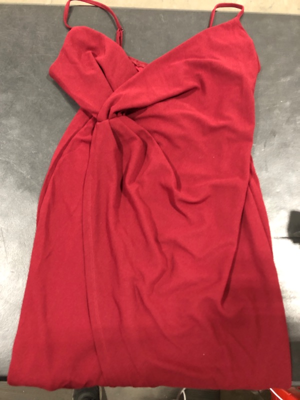 Photo 1 of [Size XL] Asymmetrical Dress- Deep Red