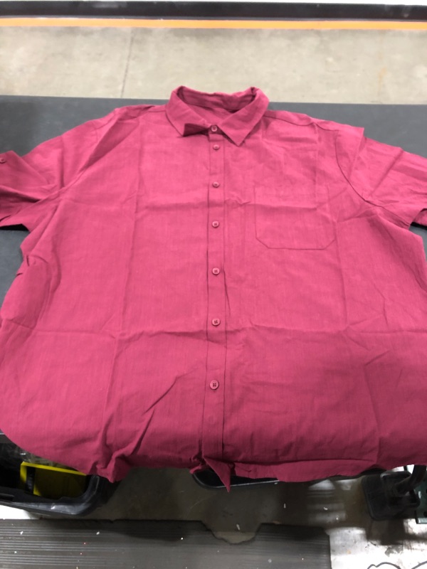 Photo 2 of [size 3XL] short sleeve relaxed revere textured shirt in burgundy