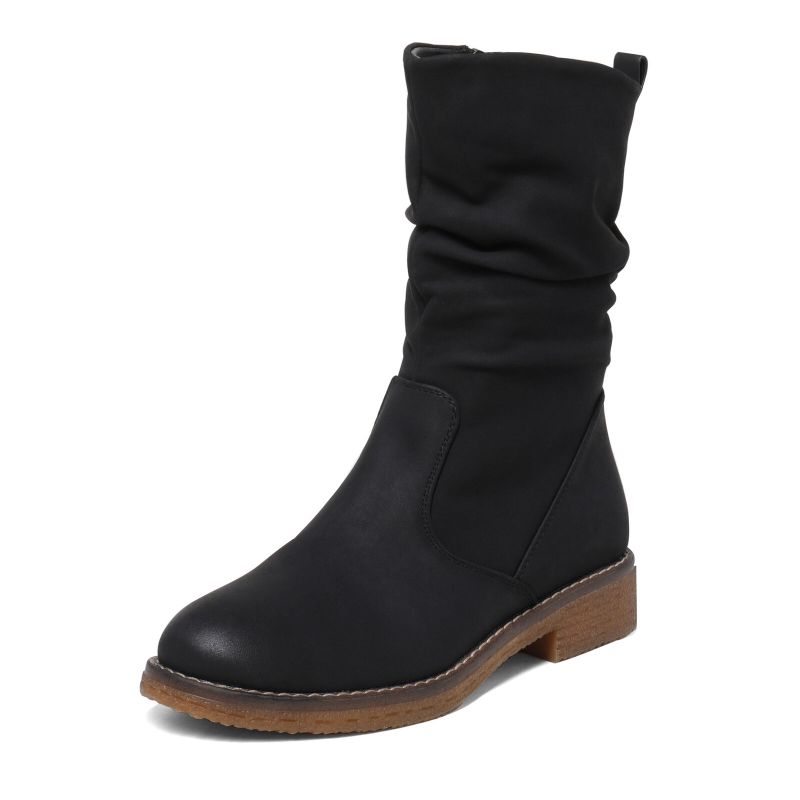 Photo 1 of [Size 6.5] DREAM PAIRS Womens Mid Calf Knee Combat Riding Boots Low Heel Winter Boot Shoes
