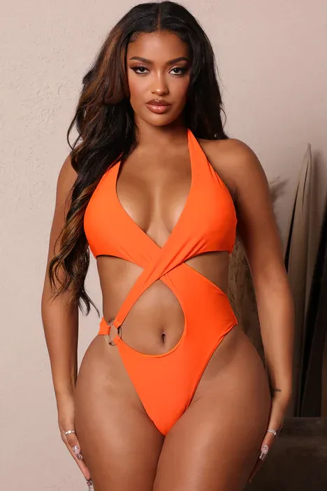Photo 1 of [Size S] Ladies Cutout One Piece Swimsuit - Orange