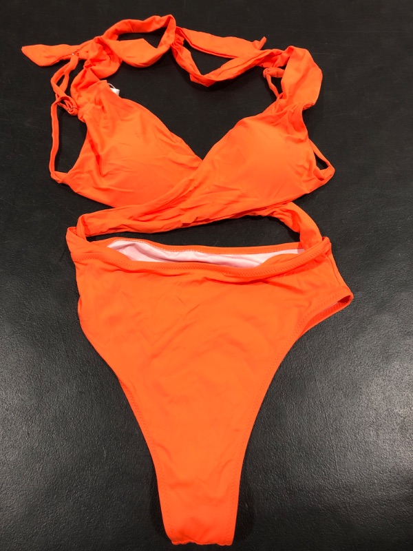 Photo 2 of [Size S] Ladies Cutout One Piece Swimsuit - Orange