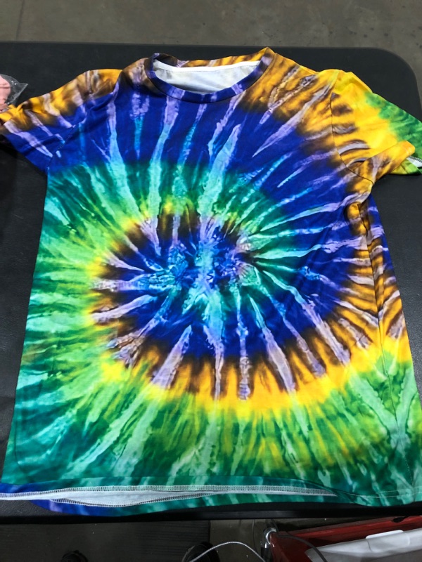 Photo 2 of [Size L] MAEVEN Mens Rainbow Tie Dye Shirts Short Sleeve Round Neck T-Shirts Novelty Graphic Tees Hipster Gym Shirts Regular Fit Tops
