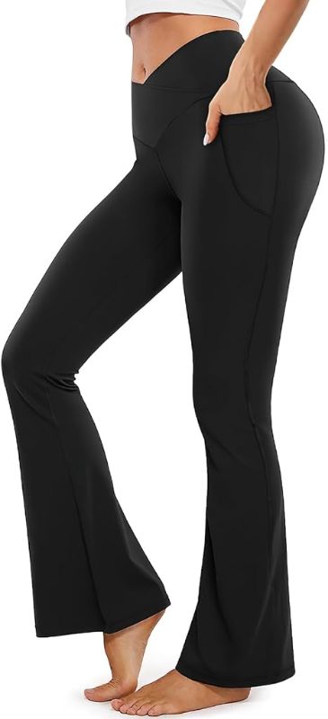 Photo 1 of [Size ] Ladies Wide Leg Leggings with Pockets- Black