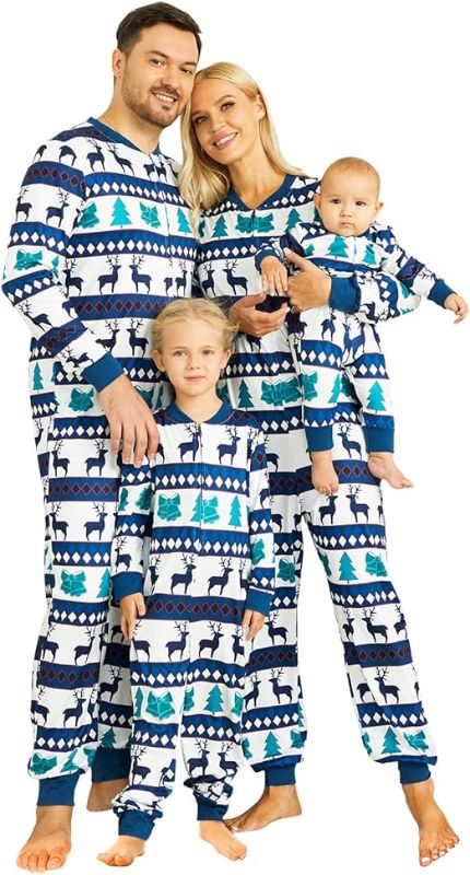 Photo 1 of [Size Men Medium] PopReal Christmas Pajamas for Family Onesies Plus Size and Dog, Matching PJs Hoodie Sleeper Snowflake Plush Cozy Warm