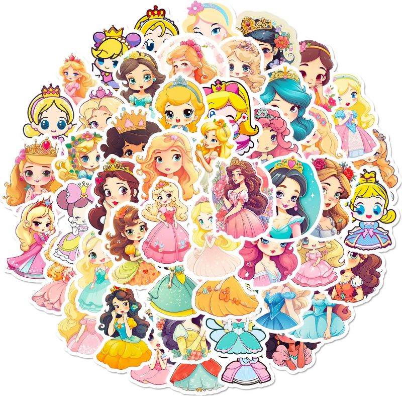 Photo 1 of Cute Princess Stickers Pack 50PCS, Kawaii Princess Girl Stickers for Kids Teens Girls Icicrim Waterproof Vinyl Decals for Water Bottles Luggage Phone Scrapbook