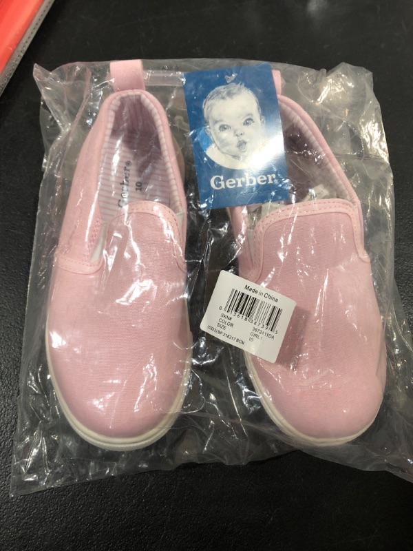 Photo 1 of [Size 10T] Gerber Kids Newborn Infant Toddler Boy and Girl Slip-on Sneaker Crib Shoe, Pink, 10 US Unisex
