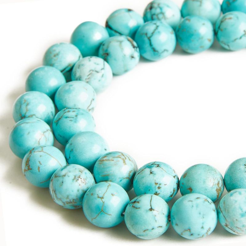 Photo 1 of 100pcs 6mm Turquoise Beads Natural Gemstone Beads Round Loose Beads for Crafting and Jewelry Making 