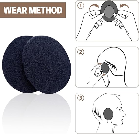 Photo 2 of Aurya Bandless Ear Warmers, Fleece Bandless Earmuffs, Winter Ear Covers for Women Men Kids Large Dark Blue