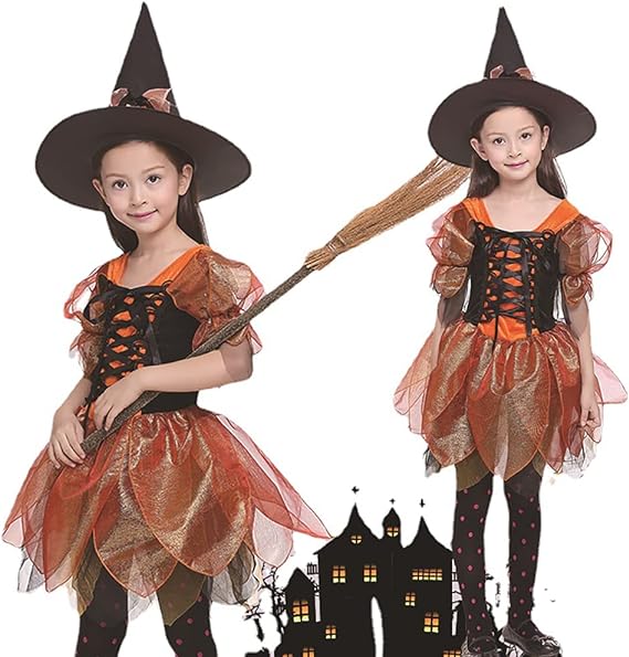 Photo 1 of [Size 9-10] JIFRE Cute Children Halloween Witch Costume, Halloween Costume for Girls