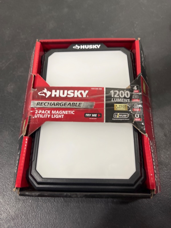 Photo 2 of 2-Pack Husky 1200-Lumen Rechargeable Magnetic Utility Light
