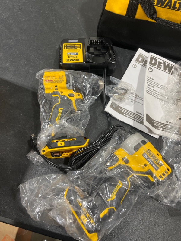 Photo 3 of Dewalt DCK225D2 20V MAX ATOMIC Brushless Compact Lithium-Ion 1/2 in. Cordless Drill Driver and 1/4 in. Impact Driver Combo Kit with 2 Batteries (2 Ah)