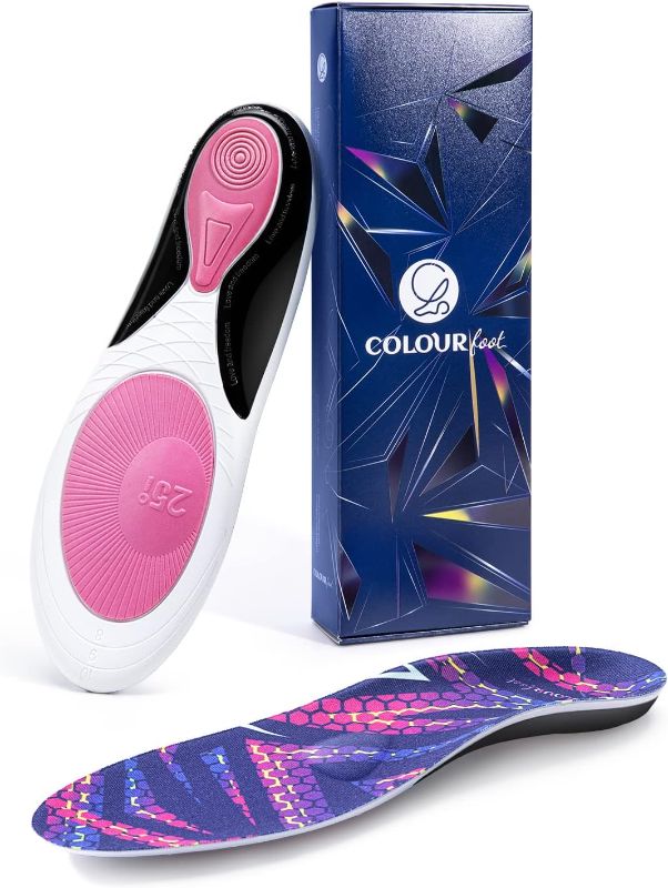 Photo 1 of COLOURfoot Athletic Insoles Orthotic Shoe Inserts with Metatarsalgia Pad for Men Women in Active Sports Walking Running Training Hiking, Flat Feet, Plantar Fasciitis, Arch Support, Pain Relief- LARGE
