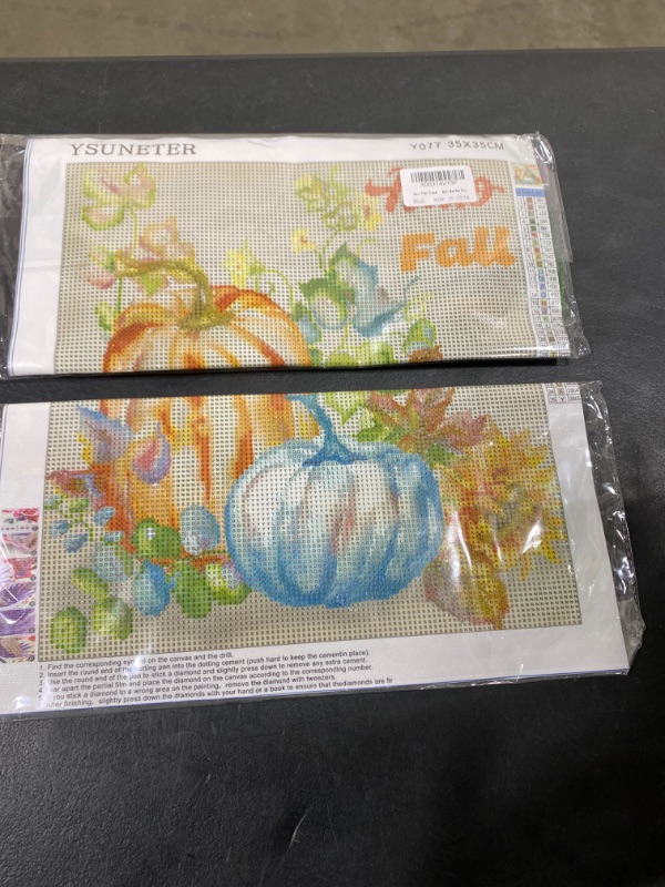 Photo 2 of 2 PACK-Hello Fall Diamond Art Painting Kits for Adults - Pumpkin Full Drill Diamond Dots Paintings for Beginners, Round 5D Paint with Diamonds Pictures Gem Art Painting Kits DIY Crafts Kits 