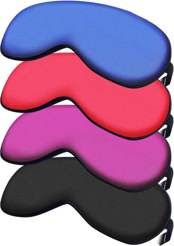 Photo 1 of Barlixy Silk Sleep Mask For Women, Super Soft Eye Mask For Men, 4 Packs Blindfold Adjustable Eyeshade Red Purple Blue Black
