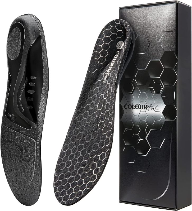 Photo 1 of Colourfoot Orthotic Work Shoe Inserts for Men Women, Pain Relief, Thin Insoles for Dress Shoes Sneakers, Performance Insoles for Arch Support, Plantar Fasciitis, Flat Feet S (4-7)
