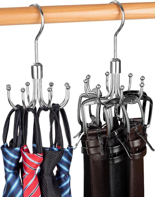 Photo 1 of 2 Pack Belt Hanger, 2023 Belt Rack Closet Accessories Organizer, Maximum 24 Storage Capacity, Hanging Holder Storage Hook for Belt, Bra, Tank Top, Tie, Scarf, Purse, Clothes, Bags, Hats