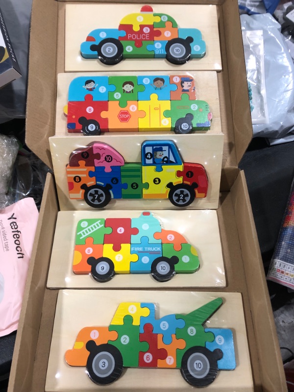 Photo 1 of 5-Pack Wooden Car Puzzles for Kids Ages 3-8, Early Learning Montessori Toys and Educational Gifts for Toddlers, Brain-Teasing Puzzles for Kids Ages 4-6