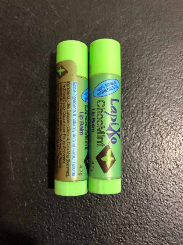 Photo 2 of 2 Pack- LAPIXO Natural Lip Balm, Antioxidant-rich Olive & Avocado Oils, 100% Edible Ingredients, Moisturizer for Dry & Chapped Lips, for Adults & Kids, 0.16 oz (ChocMint) | Made in Australia