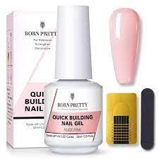 Photo 1 of BORN PRETTY 5 in 1 Builder Base Gel Nude Pink 15ml Quick Building Nail Gel Strengthener Gel Nail Polish for Broken Nails Repair Nails Extension Nail Glue for Rhinestone Decoration with Nail Forms
