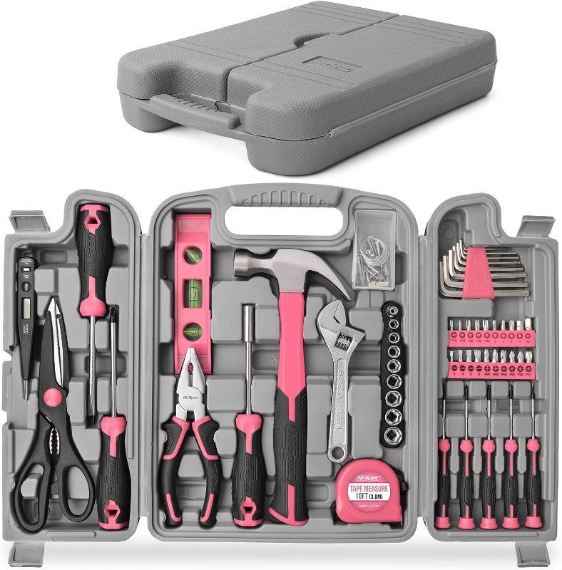 Photo 1 of Hi-Spec 54pc Pink Home DIY Tool Kit Set for Women, Office & Garage. Complete Ladies Basic House Tool Box Set
