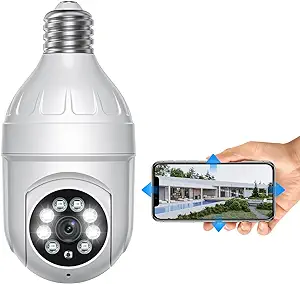 Photo 1 of FISHBOT 1080P Light Bulb Security Camera Wireless Indoor Outdoor, Color Night Vision, Human Motion Detection and Tracking, WiFi Cameras with 2-Way Audio, Real-Time Alert, 355° Panoramic Surveillance