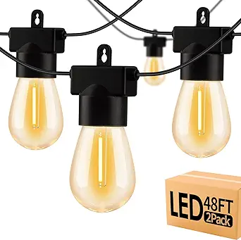 Photo 1 of Aialun 96FT LED Outdoor String Lights, Outside Patio Backyard Light with 2200K Shatterproof Edison Bulbs, Heavy-Duty Commercial Grade Weatherproof Strand Decorative Café Porch Bistro Garden Tree