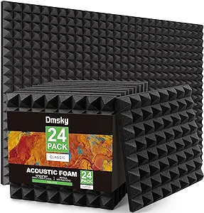 Photo 1 of 24 Pack Sound Proof Foam Panels Studio Acoustic Foam Panels,1" X 12" X 12"Soundproof Wall Panels,Fire-Proofed Pyramid Soundproofing Wedges,Acoustic Treatment Foam for Home -Black