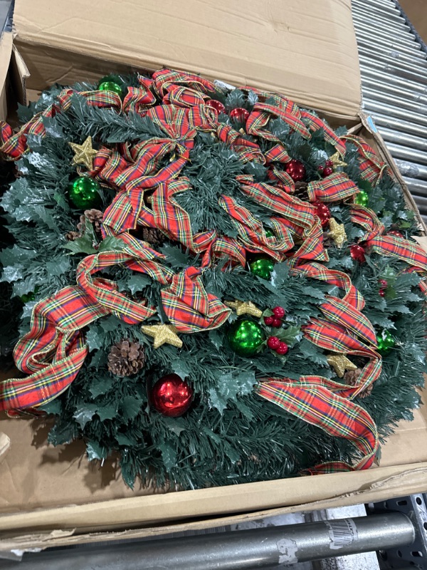 Photo 1 of Holiday Peak Pull-Up Christmas Tree, Pre-Lit and Fully Decorated, 7’ 7 Foot