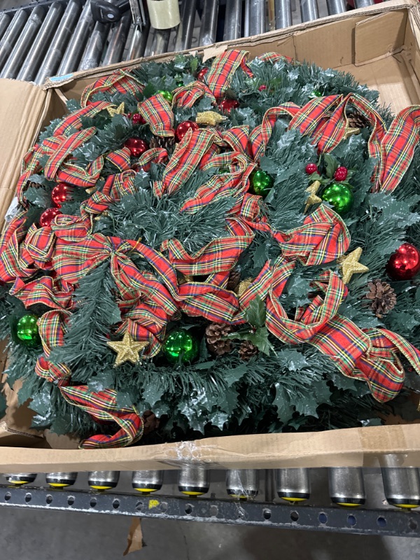 Photo 1 of Holiday Peak Pull-Up Christmas Tree, Pre-Lit and Fully Decorated, 7’ 7 Foot