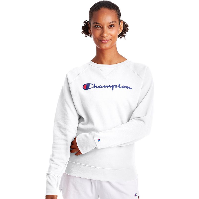 Photo 1 of Champion Womens Crew Neck Long Sleeve Sweatshirt, Small, White