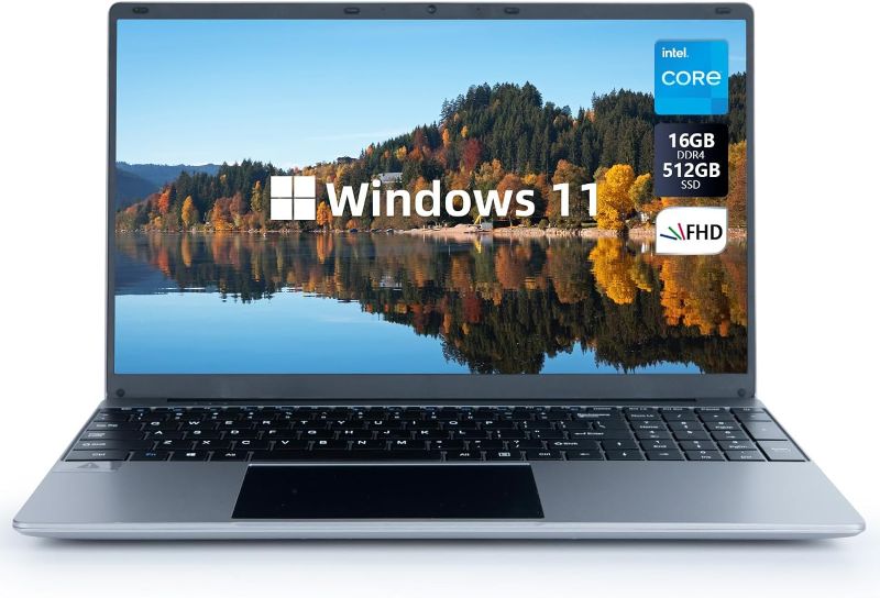 Photo 1 of ANMESC Laptop Computer, Windows 11 Laptop, 16GB RAM 512GB ROM, Intel Celeron Quad-Core Processors, 15.6" 1080P FHD Laptops, 38000mWh Battery, Laptop Computers Support WiFi, Bluetooth, Type-C, TF Card
