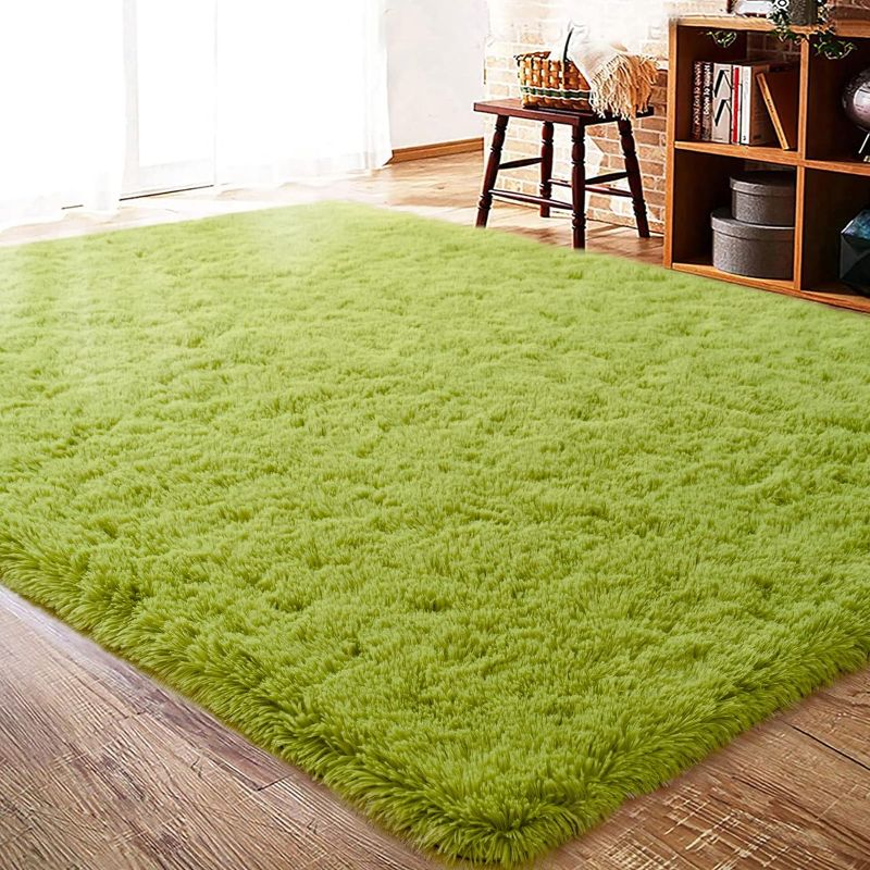 Photo 1 of  Fluffy Rug Carpets Soft Shaggy Area Rug Indoor Floor Rugs for Kids Room Fuzzy Carpet Comfy Cute Nursery Rug Bedside Rug for Boys Girls Bedroom Living Room Home Decor Mat, 3ft x 5ft, Green