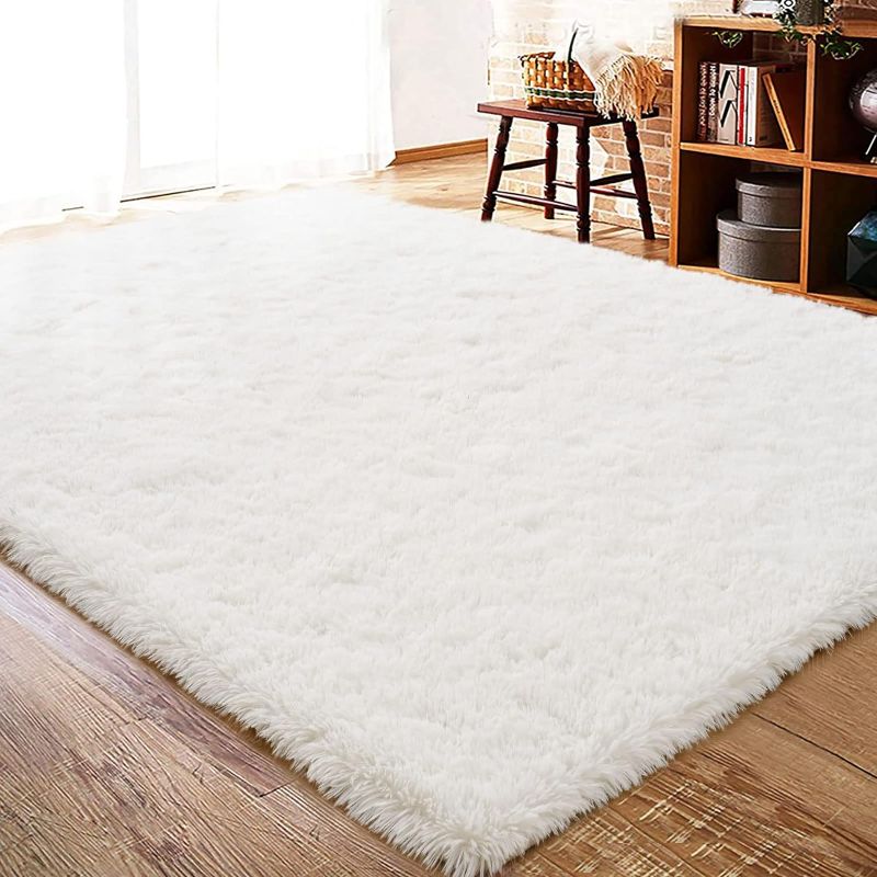 Photo 1 of  Fluffy Rug Carpets Soft Shaggy Area Rug Indoor Floor Rugs for Kids Room Fuzzy Carpet Comfy Cute Nursery Rug Bedside Rug for Boys Girls Bedroom Living Room Home Decor Mat, 5ft x 8ft,