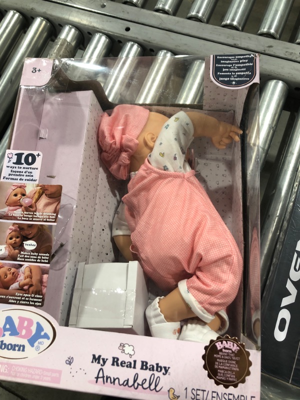 Photo 2 of Baby Born My Real Baby Doll Annabell - Blue Eyes: Realistic Soft-Bodied Baby Doll Ages 3 & Up, Sound Effects, Drinks & Wets, Mouth Moves, Cries Real Tears, Eyes Open & Close, Pacifier