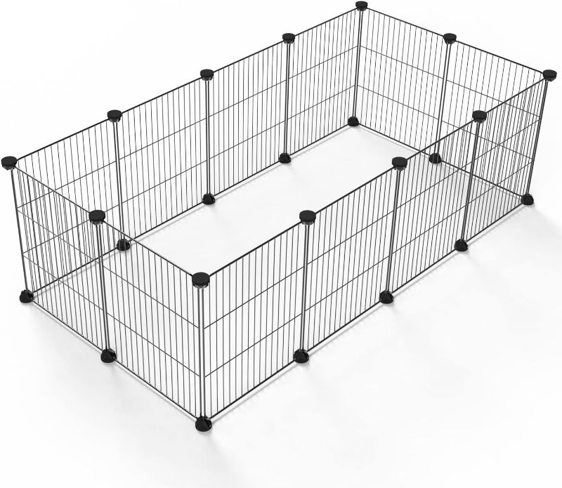 Photo 1 of  Small Animal Pet Playpen, Guinea Pig Cages, Rabbit Playpen, Dog/ Puppy Playpen, Indoor Portable Metal Wire Yard Fence, 15 X 12 Inch, 12 Panels, Black