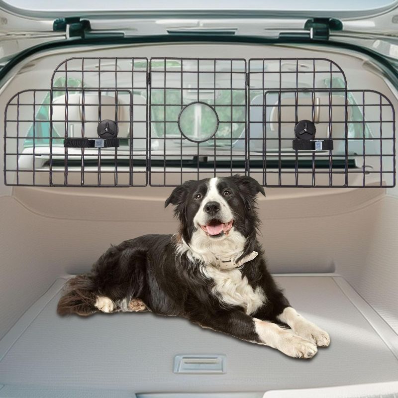 Photo 1 of  Dog Car Barrier for SUVs, Cars, Vehicles and Trucks Cargo Area, Universal Fit Adjustable Heavy-Duty Pet Divider Gate with Metal Mesh for Safety Driving and Travel