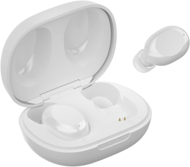 Photo 1 of ABRAMTEK Mini Wireless Earbuds for Small Ears, E9 Tiny in-Ear Bluetooth Headphones, ENC Noise Cancelling, Touch Control, USB-C Charging Case, IPX7 Waterproof (White)