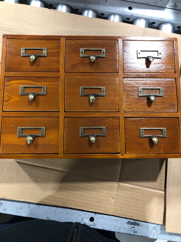 Photo 1 of  Desk Drawer Organizer, Wooden Vintage Apothecary Cabinet with 9 Drawers, Home Office & Tea & Dresser Bedroom Organization and Storage, Traditional Apothecary Cabinet