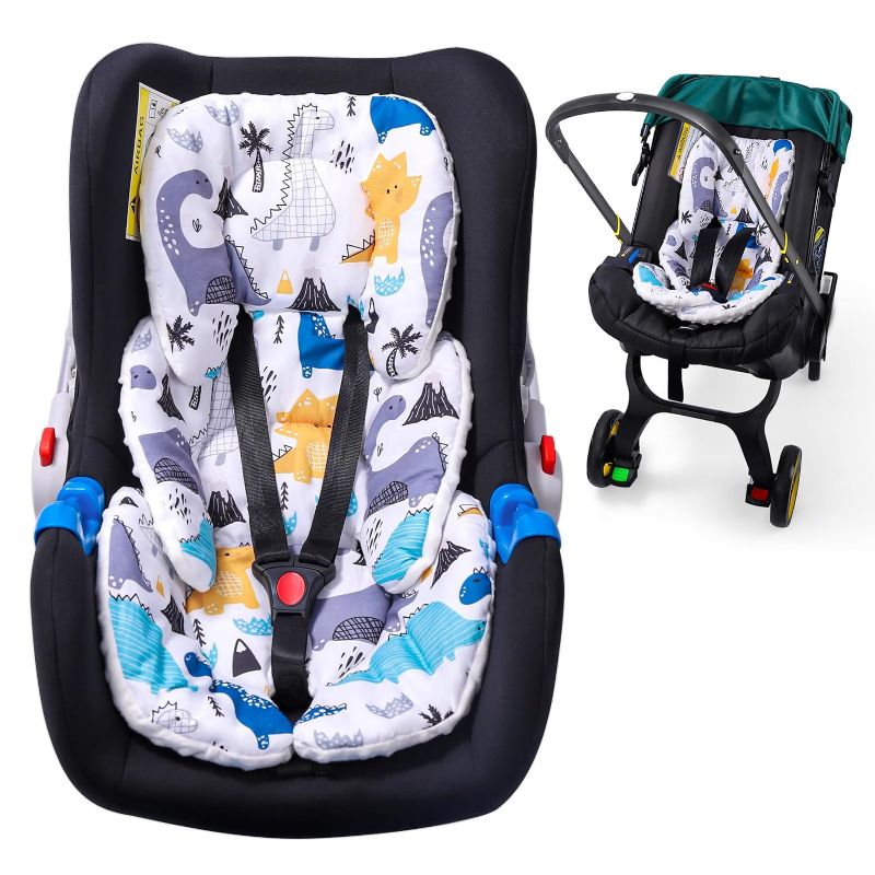 Photo 1 of  Infant Car Seat Insert, Minky Dot Carseat Head & Body Support for Newborn, 2-in-1 Reversible Baby Car Seat Cushion, Soft Stroller Cushion Insert for Bouncer Swing