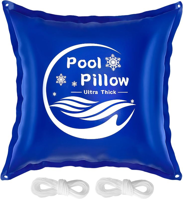 Photo 1 of 4ft X 4ft Pool Pillow for Above Ground Pools, 0.4mm Extra Thick Pool Pillow for Closing Winter, Cold Resistant PVC Material, Winterizing Pool Cover Pillow Include Rope (33ft), Square