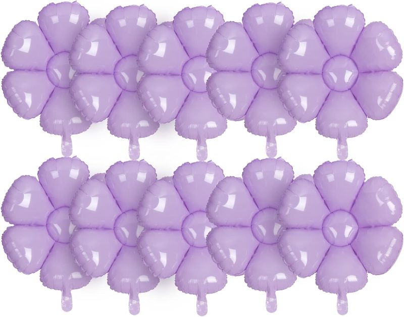 Photo 1 of 10PCS Purple Daisy Balloon Floral Aluminum Foil Balloons Decor Supplies for Birthday, Baby Shower, Wedding - Birthday Flowers Balloons Party Decorations