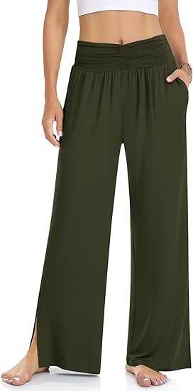 Photo 1 of DACESLON Women's 2023 Casual Loose Wide Leg Cozy Pants Yoga Sweatpants Comfy High Waisted Sports Lounge Pants with Pockets L