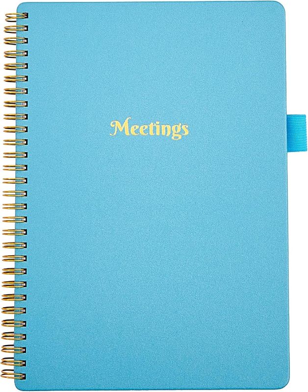 Photo 1 of Meeting Notebook for Work with Action Items, Project Office Business Record Journal Planner Agenda Organizer with 120 Pages, 7x10 inch, Lake Blue