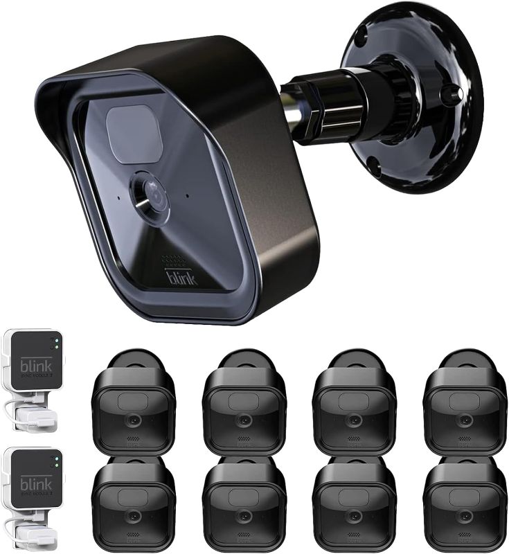 Photo 1 of All-New Blink Outdoor (3rd gen) Camera Housing and Mounting Bracket, 8 Pack Protective Cover and 360 Degree Adjustable Mount with Sync Module 2 Outlet Mount for Blink Camera Security System (Black)